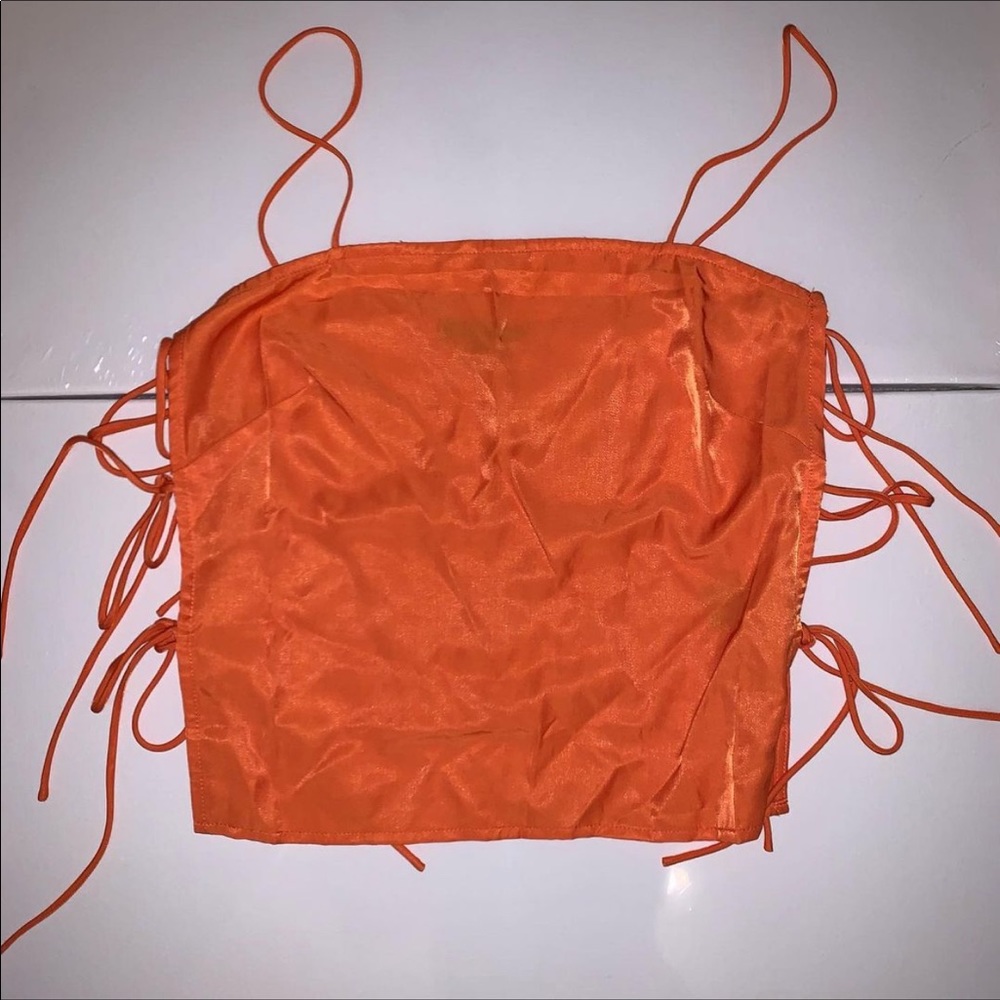 Orange side ties top